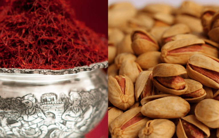 پسته، خرما، گوجه و زعفران
